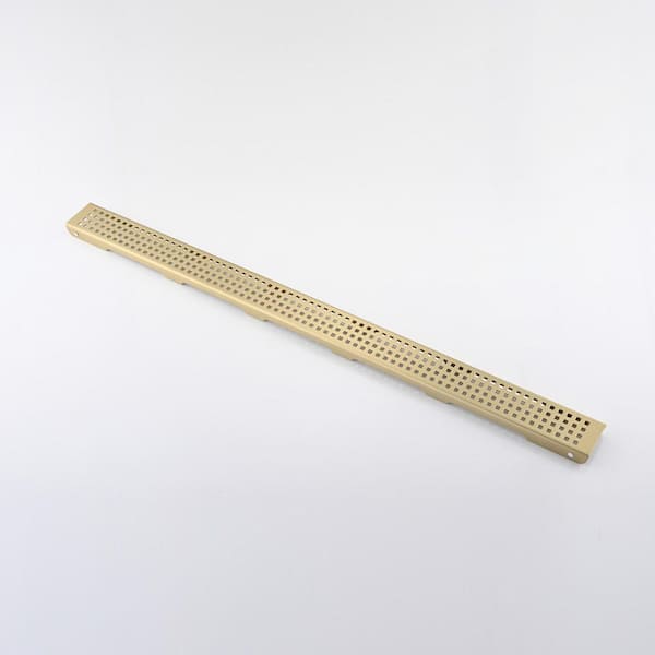 30 in. Linear Grid Shower Drain with Leveling Feet in Brushed Gold