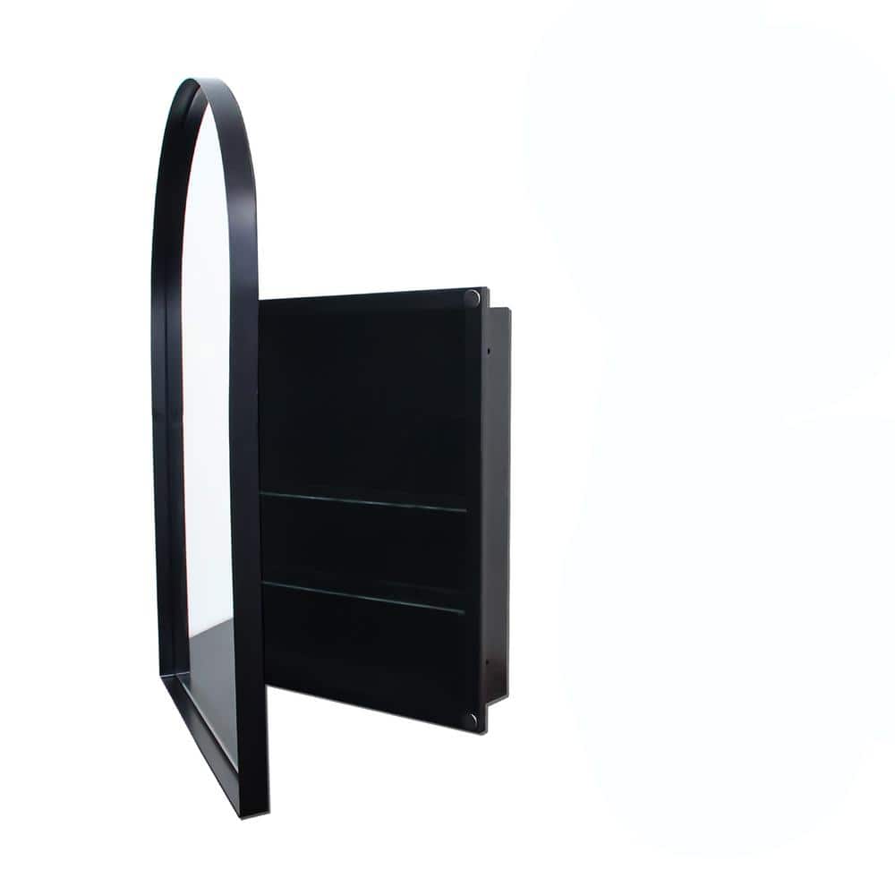 24 in. W x 36 in. H Matte Black Arched Aluminum Medicine Cabinet with Mirror and Adjustable Shelves price history on PriceWatchPro