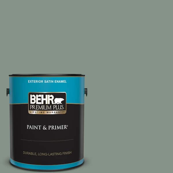 BEHR PREMIUM PLUS 1 gal. #460F-4 Wethersfield Moss Satin Enamel Exterior Paint & Primer