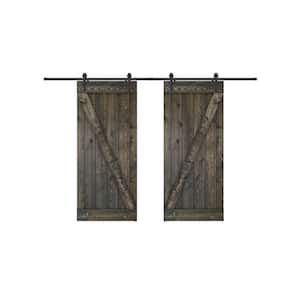 Z Series 48 in. x 84 in. Ebony Finished Pine Wood Sliding Barn Door with Hardware Kit