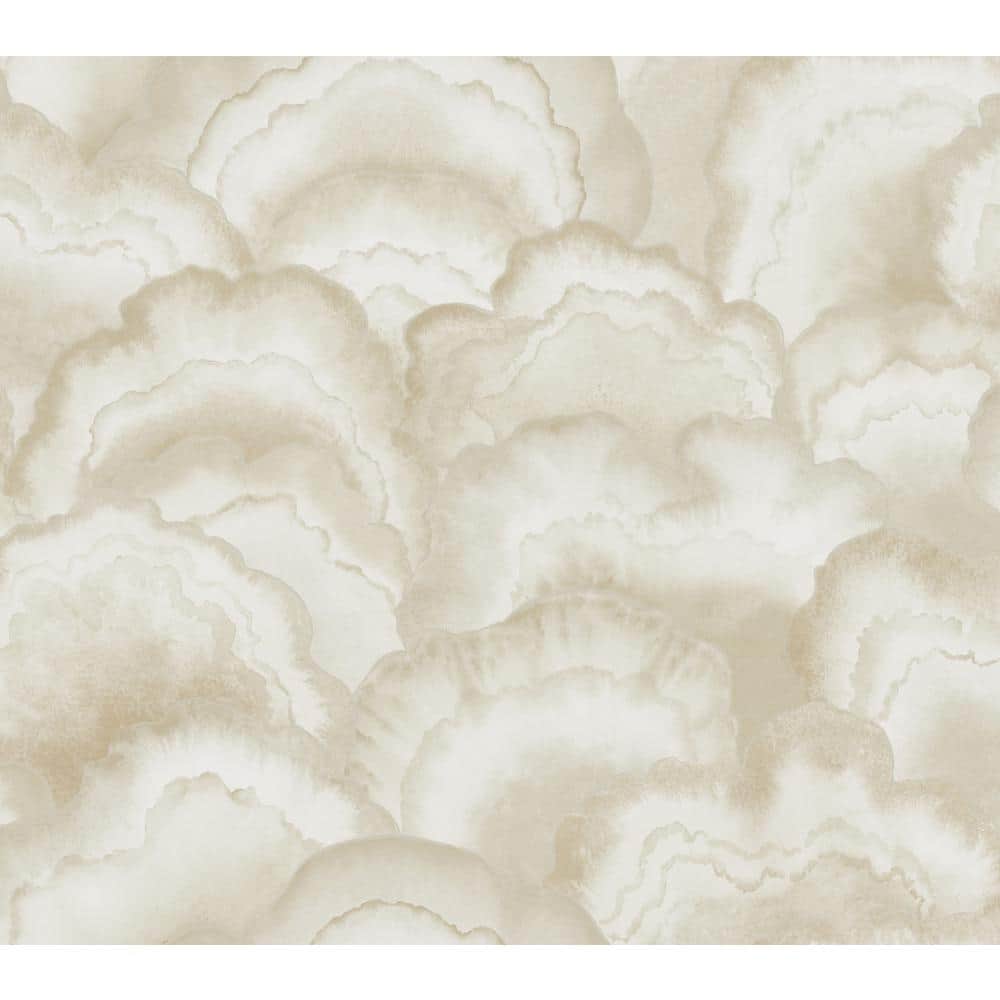 Beige and Silver Watercolor Demilune Fans Wallpaper
