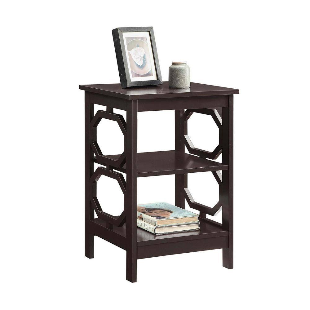 Espresso Square End Table with Octagon Cut Outs