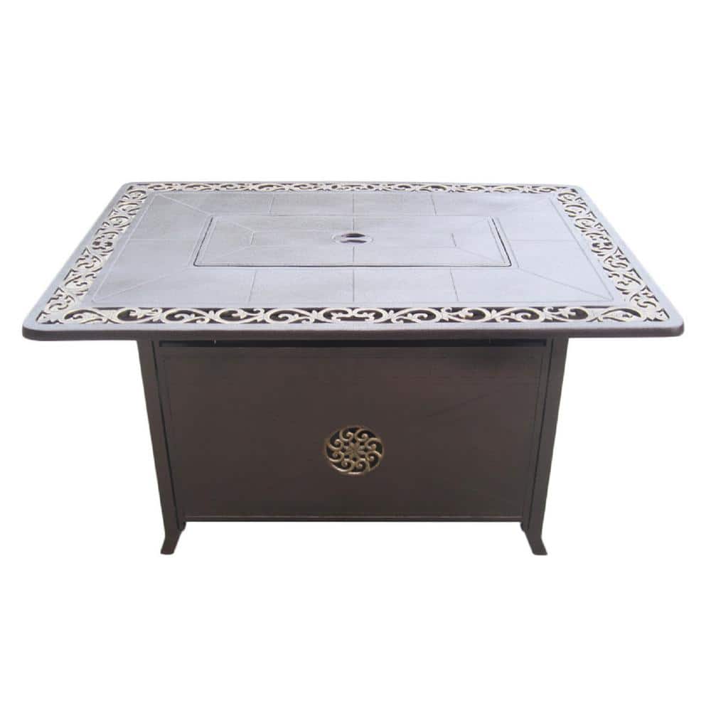 Elegant Bronze Rectangular Gas Fire Pit Table