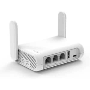 Travel WiFi Router AC1200 Dual Band Gigabit Wireless Internet Modem, USB 2.0 MU-MIMO DDR3 with 128MB RAM in White