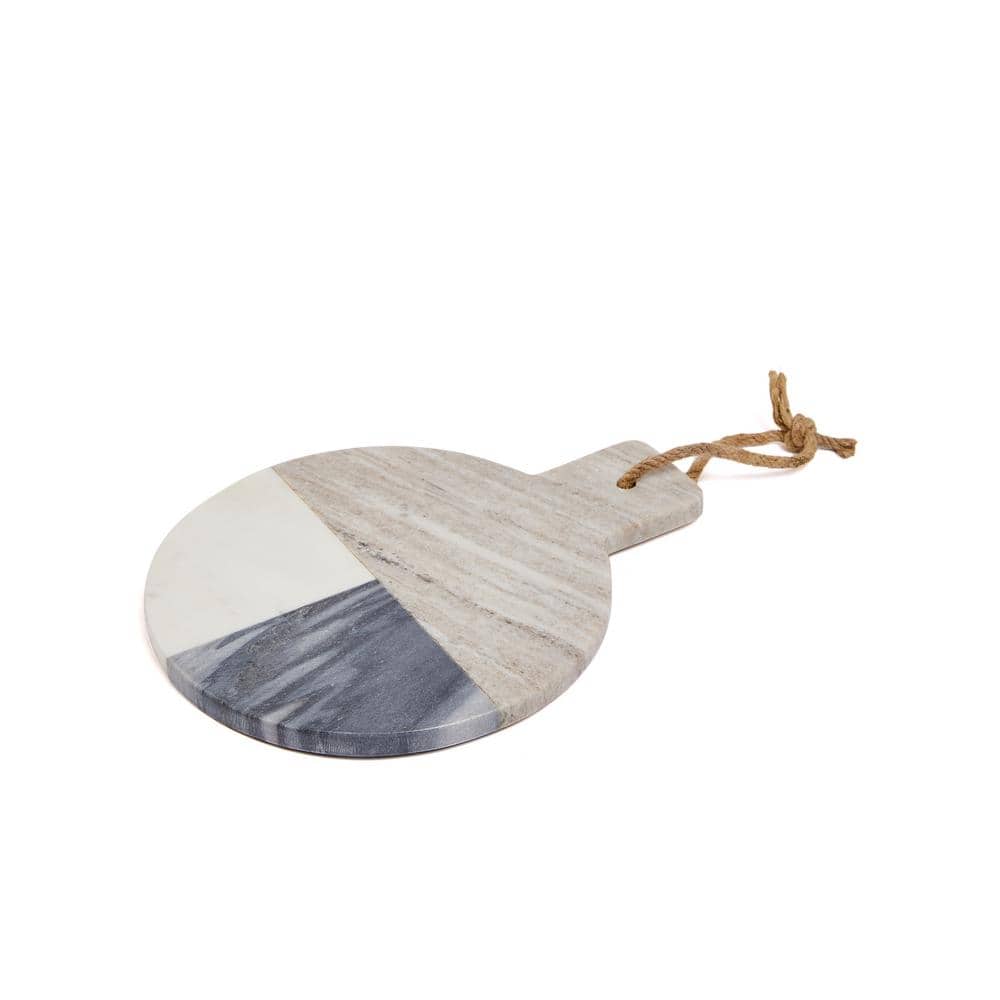 12" Round Gray and White Marble Pastry Board