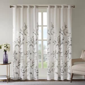 Vera Grey Rayon/Polyester 50 in. W x 84 in. L Burnout Printed Semi- Sheer Curtain (Single Panel)