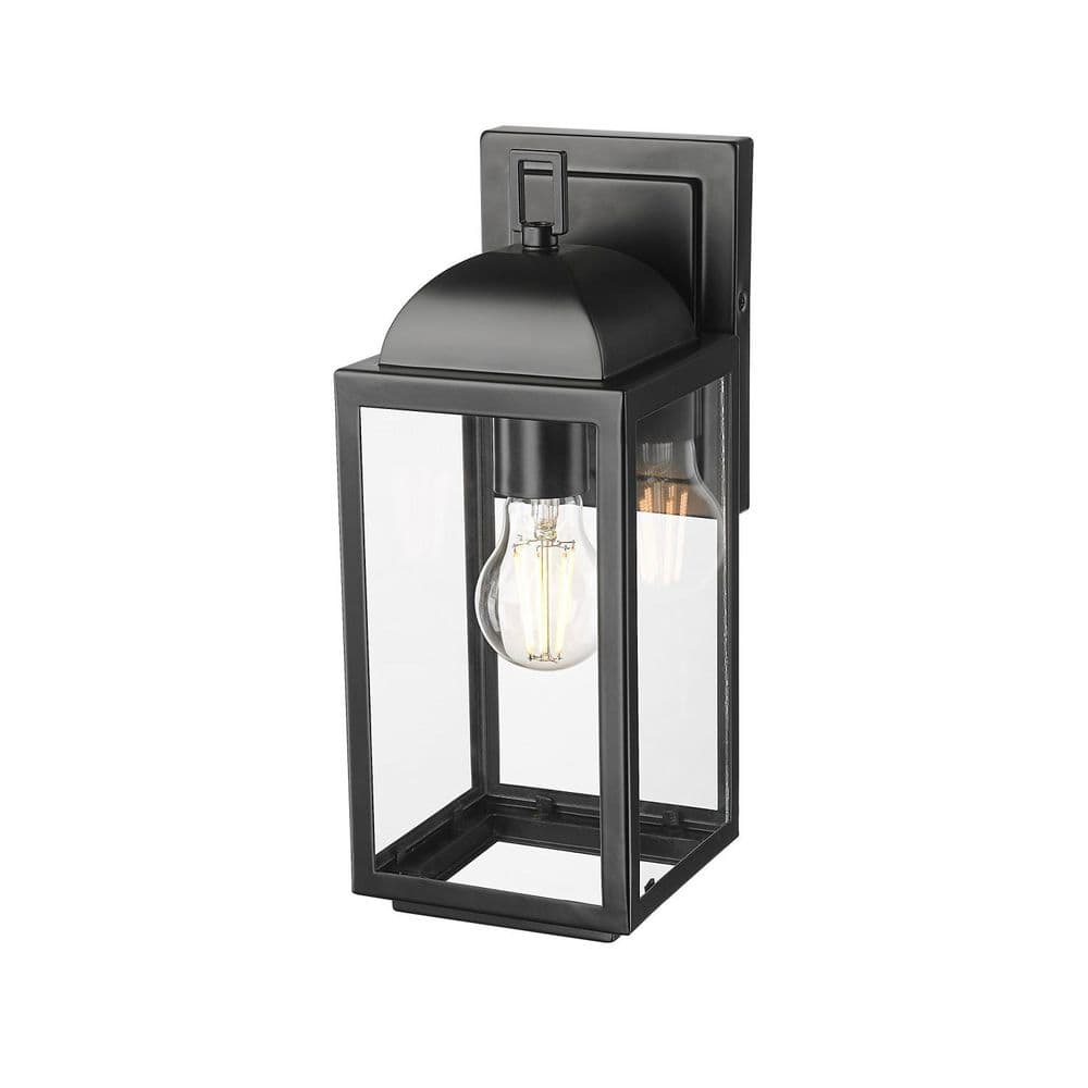 Beaufort 12.75 in. 1-Light Powder Coated Black Outdoor Wall Sconce with Clear Glass price history on PriceWatchPro