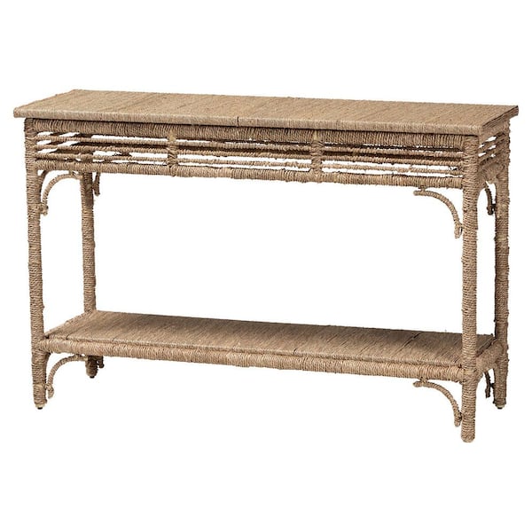 bali & pari Ganit 47.6 in. Natural Brown Rectangle Seagrass Wicker Console Table