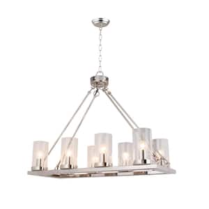 8-Light Nickel Candle Style Chandelier with Clear Glass shade