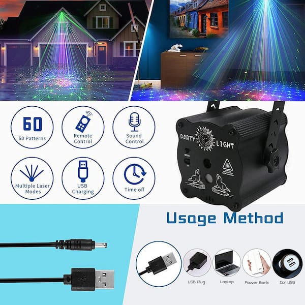 DJ Disco Strobe Party Stage Light with Sound Activated Background Party Light with 60 Patterns Light