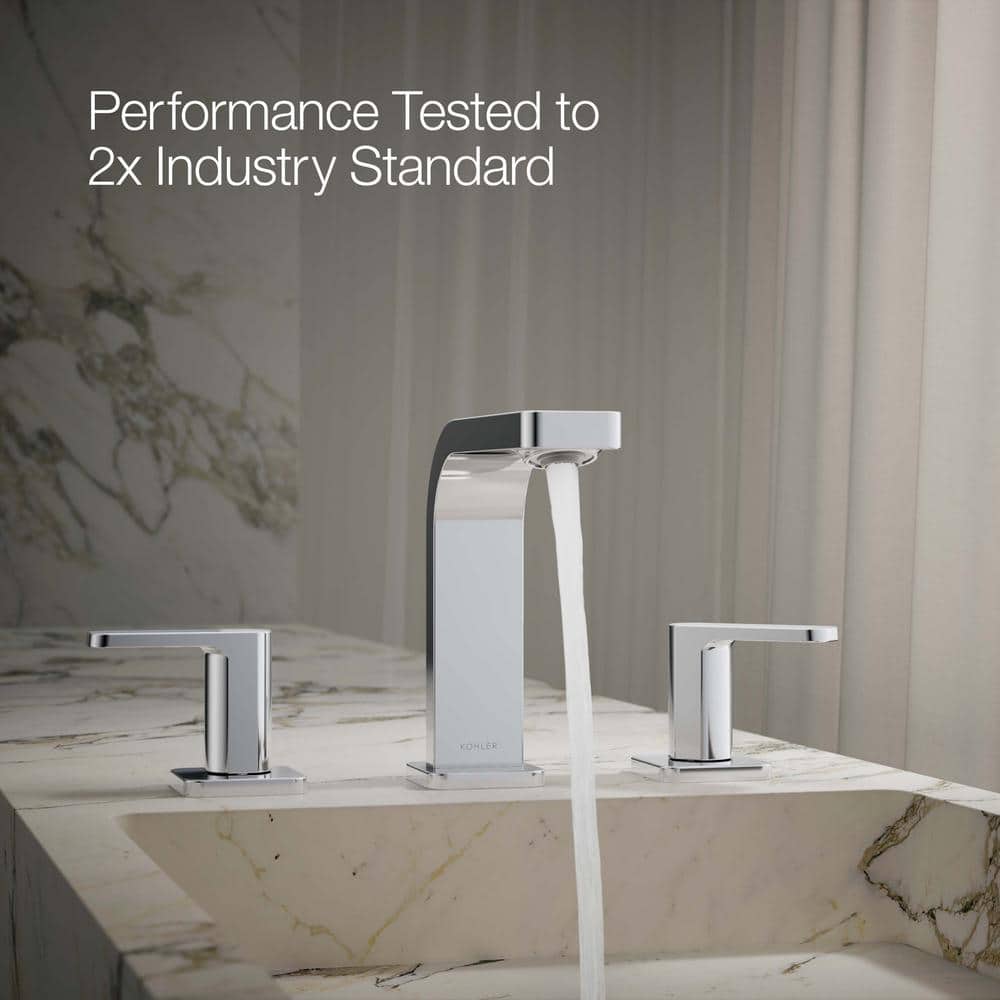 Polished Chrome Modern Widespread Bathroom Faucet with Lever Handles