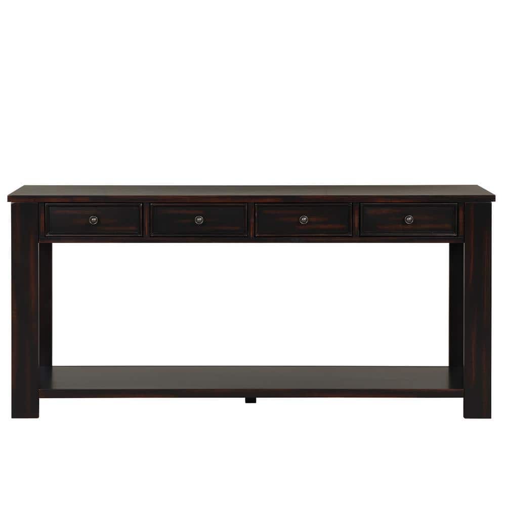 URTR 63 in. Black Rectangle Wood Console Table Long Sofa Table