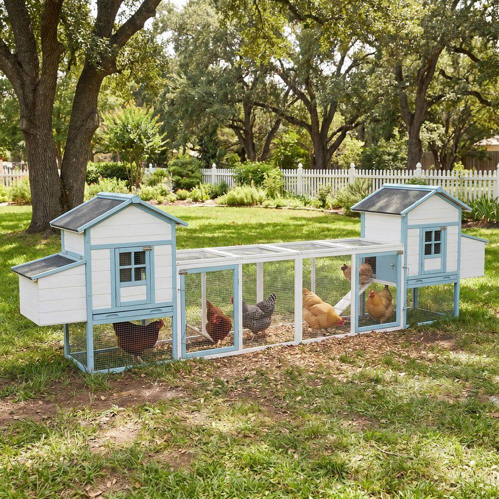 Yorix 42.5 in. H x 158 in. W x 26.15 in. D Outdoor Wooden Chicken Coop with Double Nesting Box, Blue & White price history on PriceWatchPro