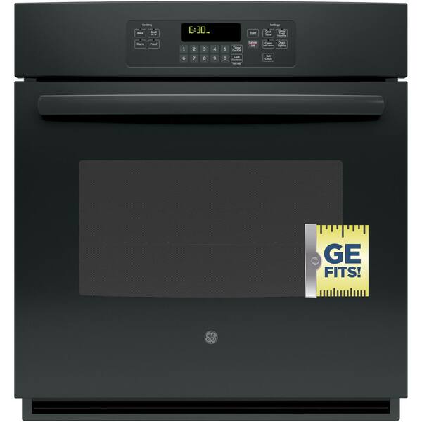 GE 27 in. Single Electric Wall Oven Self-Cleaning with Steam in Black