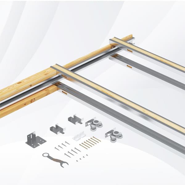 18 in. to 36 in. x 80 in. Universal Aluminum Pocket Door Frame with Hardware Kit and Soft Close