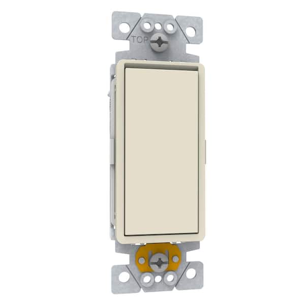 X Series 20 Amp Single Pole Switch Module Rocker Back Wire Light Switch Matte Light Almond