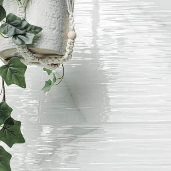 MSI Dymo Statuary Stripe White 12 in. x 24 in. Glossy Ceramic 3D