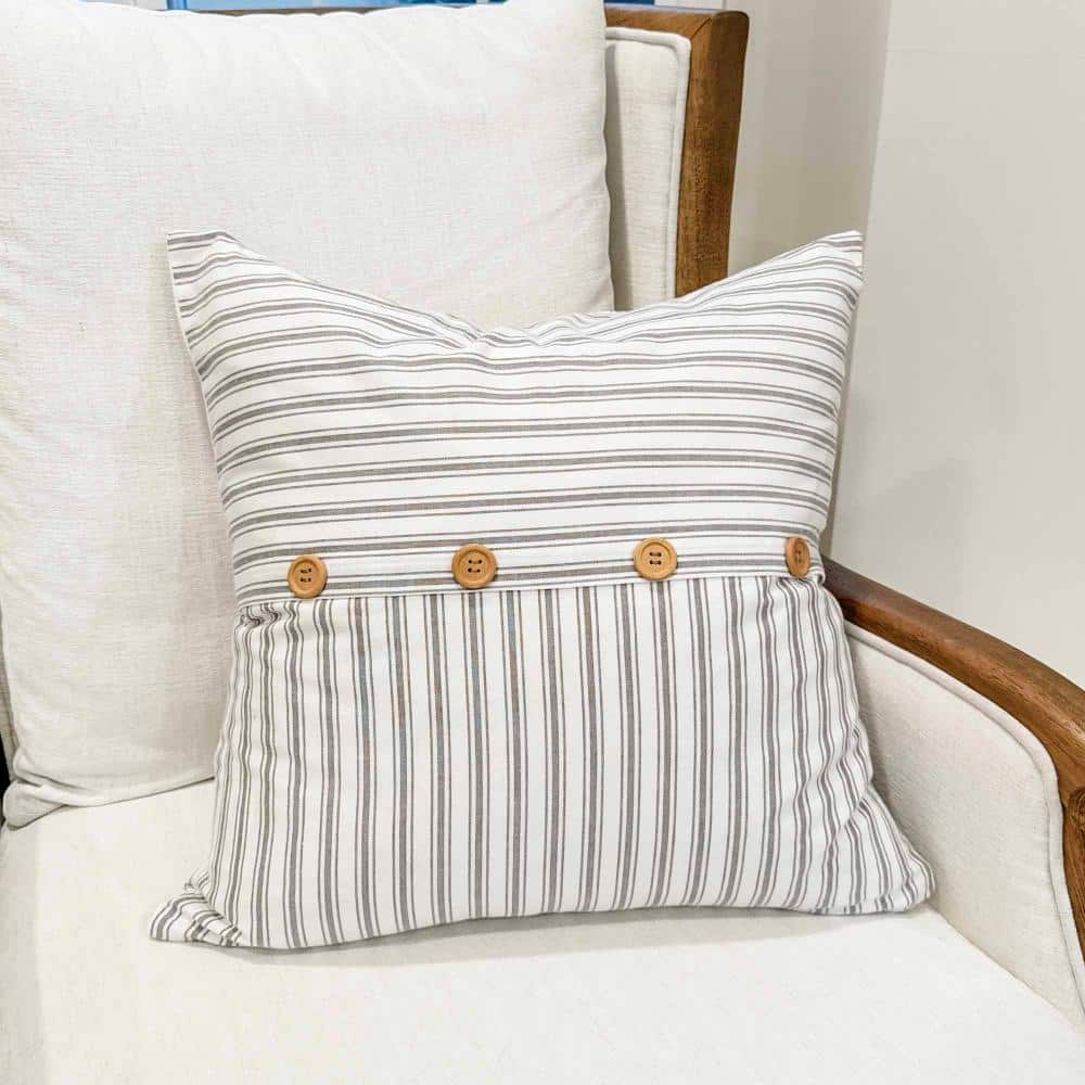 Timeless Ticking Gray Button Pillow Cover 20Lx20W price history on PriceWatchPro