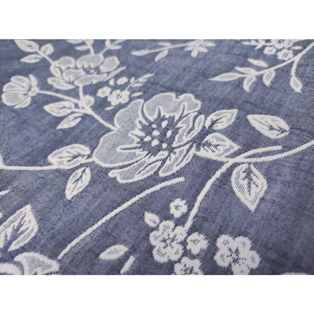 Navy Floral Twin Reversible Cotton Blend Quilt Set