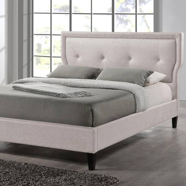 Baxton Studio Marquesa Transitional Beige Fabric Upholstered Queen Size Bed