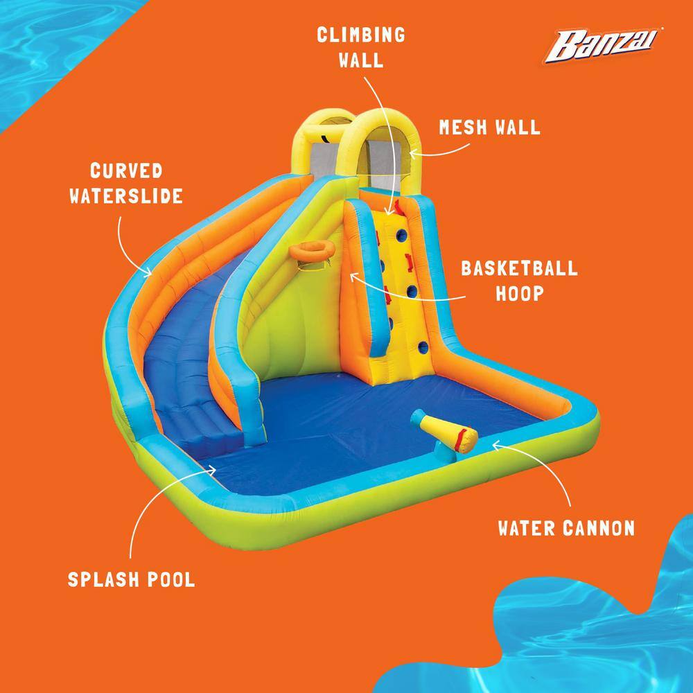 Multicolor Inflatable Water Slide with Climbing Wall and Cannon