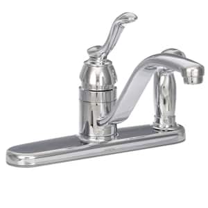 Banbury Single-Handle Low-Arc Standard Kitchen Faucet with Side Sprayer on Deck in Chrome