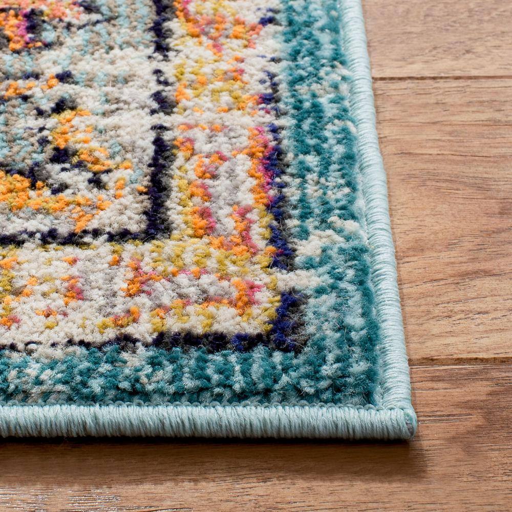 Chic Metro-Mod Grey & Light Blue 8' x 10' Synthetic Area Rug