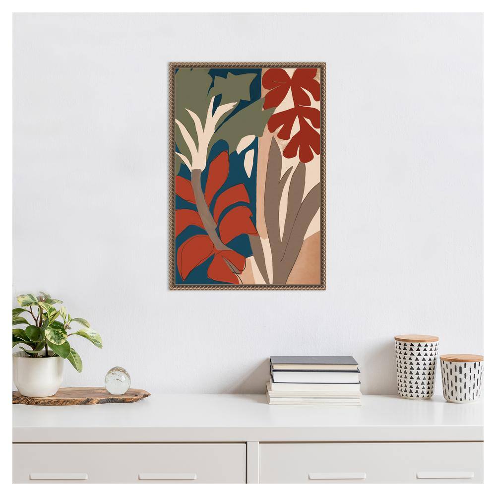 Botanical Abstract Beaded Framed Canvas Wall Art 16 x 23-in