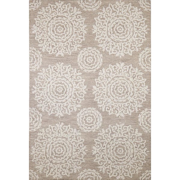 BASHIAN Verona Biscuit 5 ft. x 8 ft. (5 ft. x 7 ft. 6 in.) Geometric Transitional Area Rug