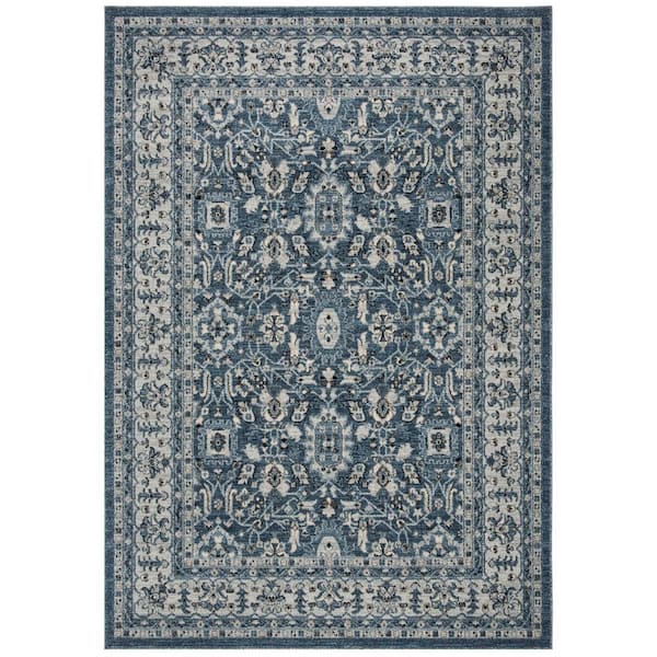 SAFAVIEH Charleston Navy/Cream 6 ft. x 9 ft. Floral Border Area Rug