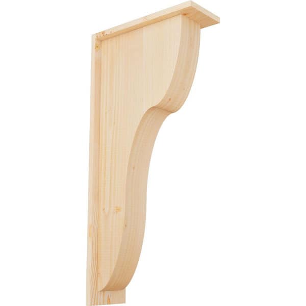 Ekena Millwork 5-1/2 in. x 14 in. x 30 in. Douglas Fir Carmel Smooth Corbel with Backplate