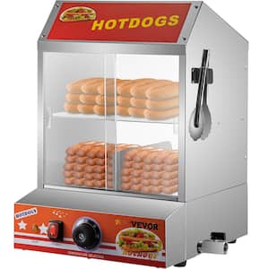 24.5 Qt. Hot Dog Steamer 2-Tier Hut Steamer Stainless Steel Hot Dog Steamer Commercial Food Warmer Display