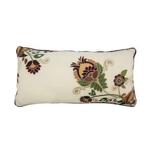 Spice Postage Stamp Ivory Polyester 11 in. x 22 in Rectangular Throw Pillow