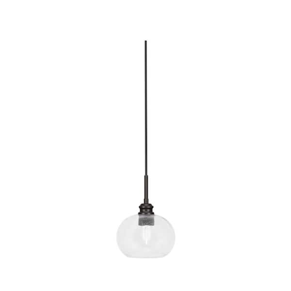Unbranded Albany 60-Watt 1-Light Espresso Pendant Mini Pendant Light Clear Bubble Glass and Light Bulb Not Included