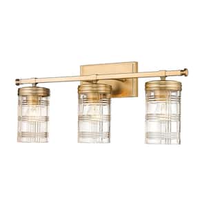 Archer 25 in. 3-Light Heirloom Gold Vanity-Light with Clear Glass Shade