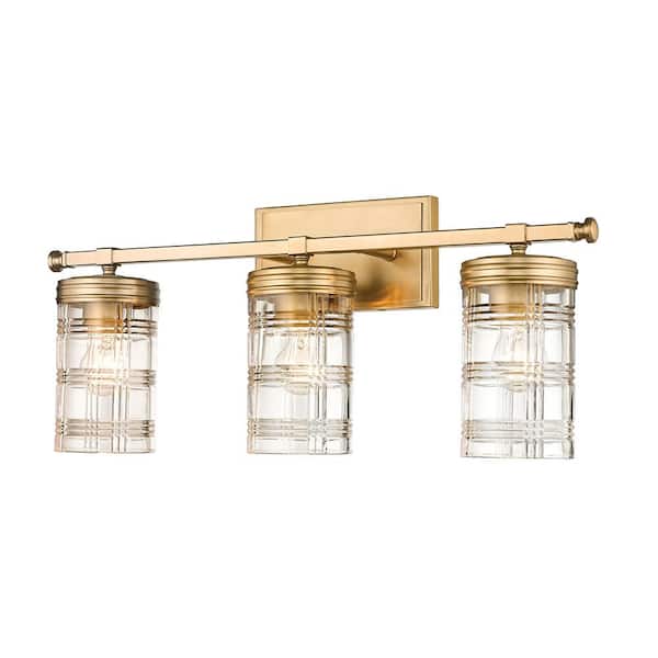 Unbranded Archer 25 in. 3-Light Heirloom Gold Vanity-Light with Clear Glass Shade