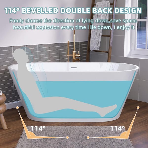 ANGELES HOME 55 in. x 27 1/2 in. Oval Adjustable Soaking