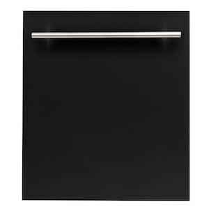 ZLINE 24" Black Matte Top Control Dishwasher with Stainless Steel Tub and Modern Style Handle, 52 dBa