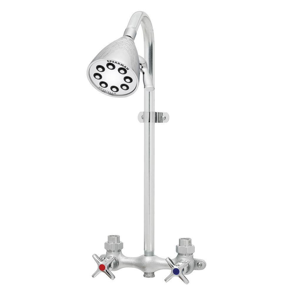 Polished Chrome Brass Wall Mounted Shower System with 8-Jet Head