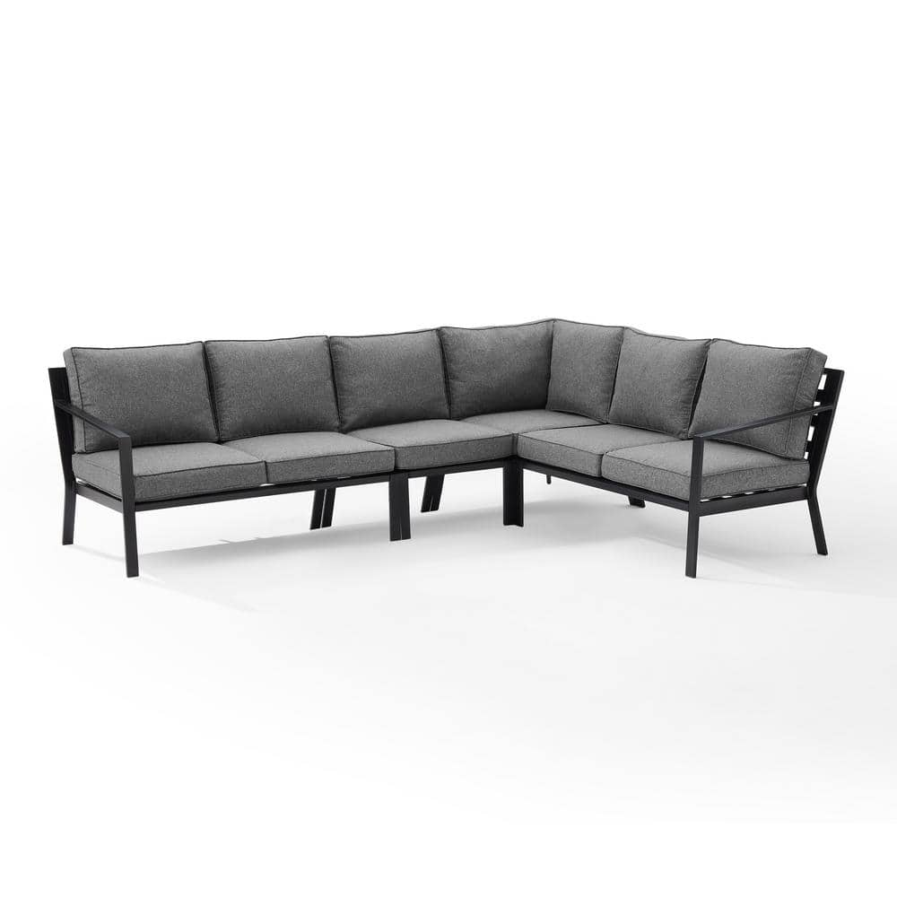 CROSLEY FURNITURE Clark 4 Piece Metal Patio Sectional Seating Set With   Crosley Furniture Patio Conversation Sets Ko70376mb Cl 64 1000 