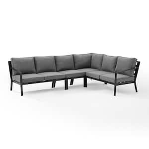 Clark 4-Piece Metal Patio Sectional Seating Set with Charcoal Cushions