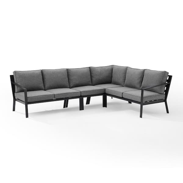 Reviews for CROSLEY FURNITURE Clark 4-Piece Metal Patio Sectional ...