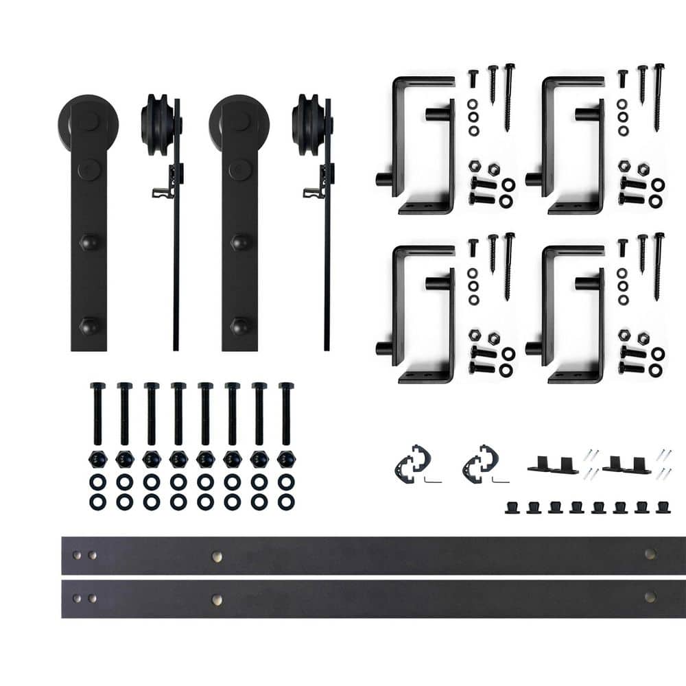 5 ft./60 in. Black Rustic Double Track Bypass U-Shape Sliding Barn Door Hardware Kit - Straight Design Roller price history on PriceWatchPro