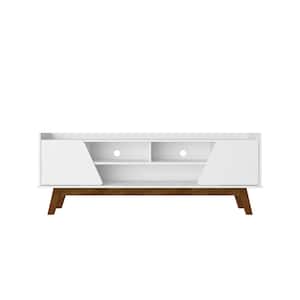 Marcus White Mid-Century Modern TV Stand Fits TVs Up to 65 in. with Solid Wood Legs