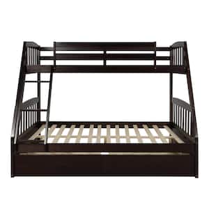 79.00 in W Espresso Solid Wood Bunk Bed with 2 Storage Drawers