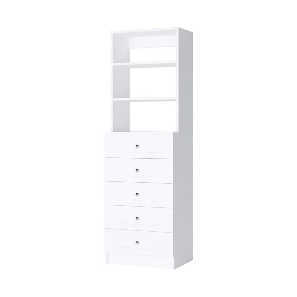 Vista 25.5 in. W White Shaker 5 Drawer Hutch Tower 4-Shelf Wood Closet System price history on PriceWatchPro