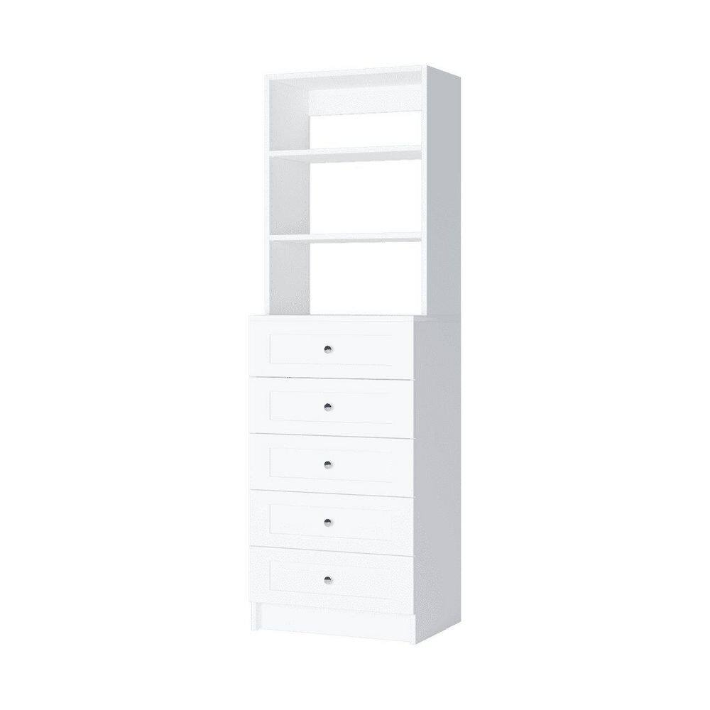 Vista 31.5 in. W White Shaker 5 Drawer Hutch Tower 4-Shelf Wood Closet System price history on PriceWatchPro