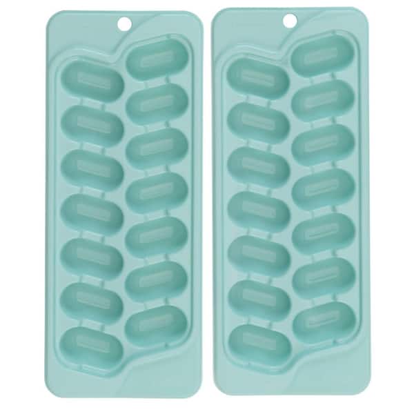 Green Quick-Release Bottle-Friendly Ice Cube Mold Stackable Kitchen Ice Tray Set 2 Pack 28 Cubes Total