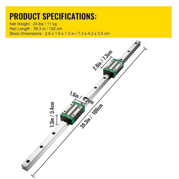 SKYSHALO Linear Guide Rail, 2PCS HGR20-1000mm Linear Slide Rail