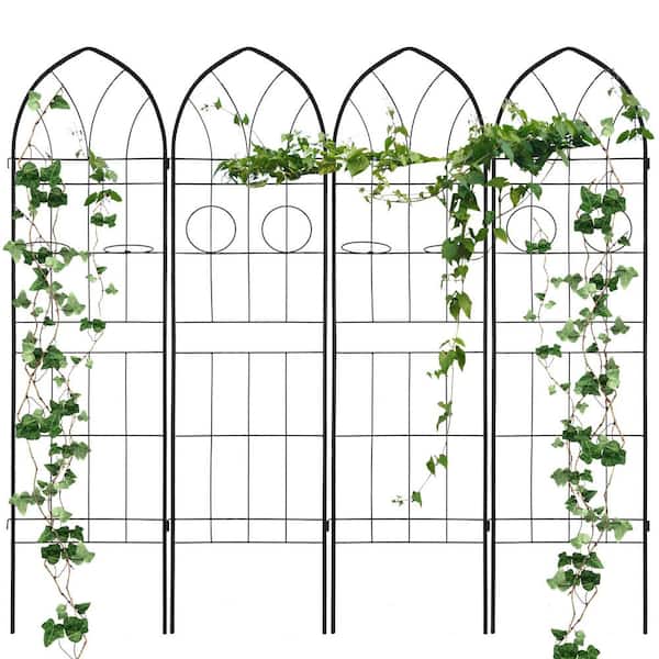 TUYOHW Metal Garden Trellis for Climbing Plants 19.7" L x 78.7" H Large Plant Vegetables Flower Support Trellis (Black, 4 Pack)